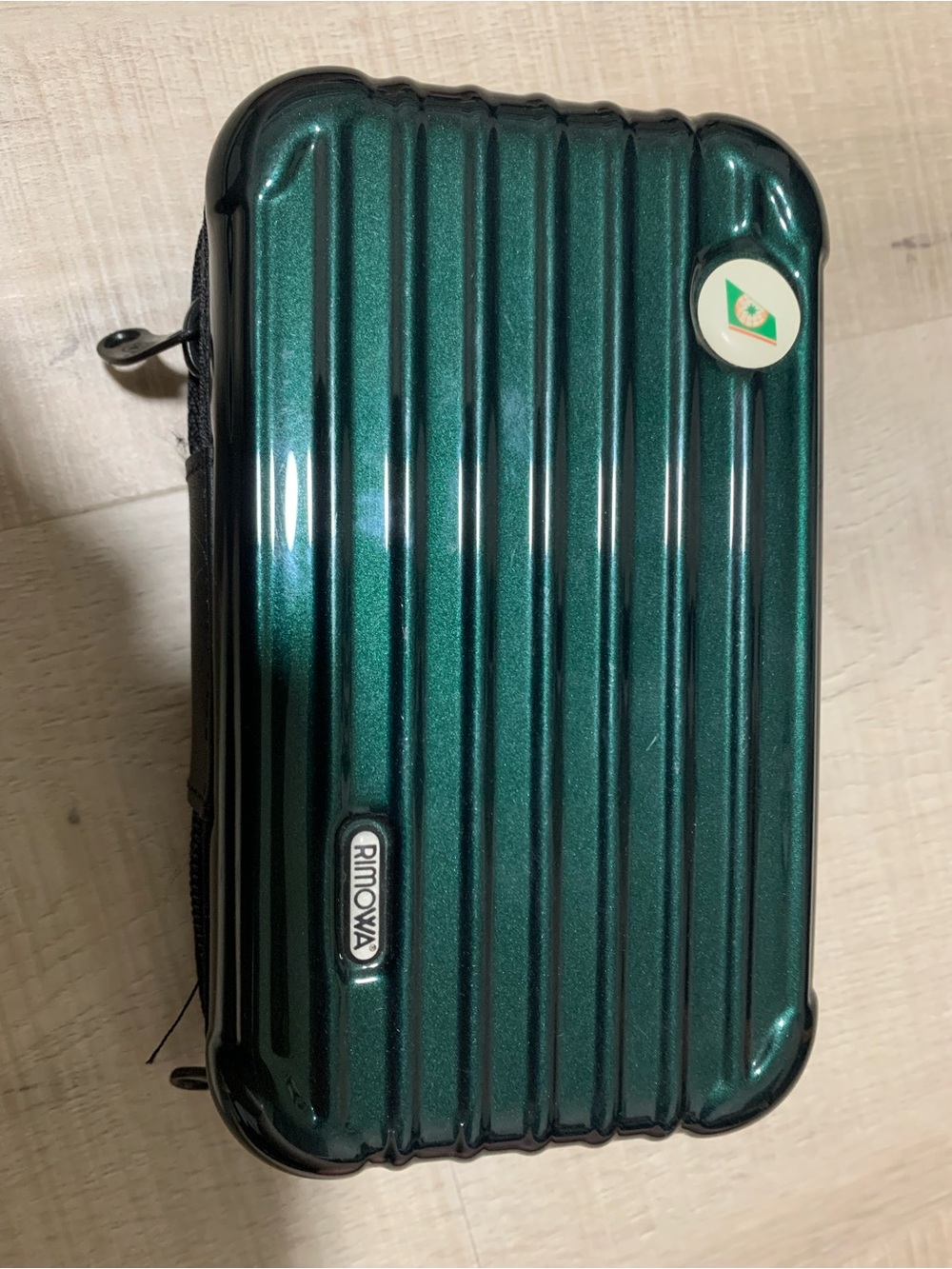 RIMOWA 7” Metallic Green Hard Shell Pouch